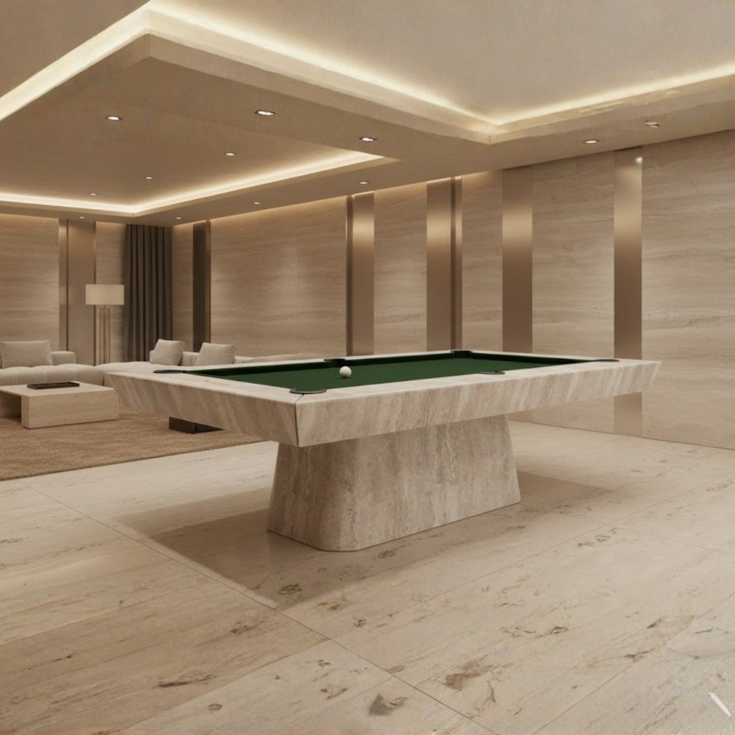 Travertino Pool Table - White Billiards