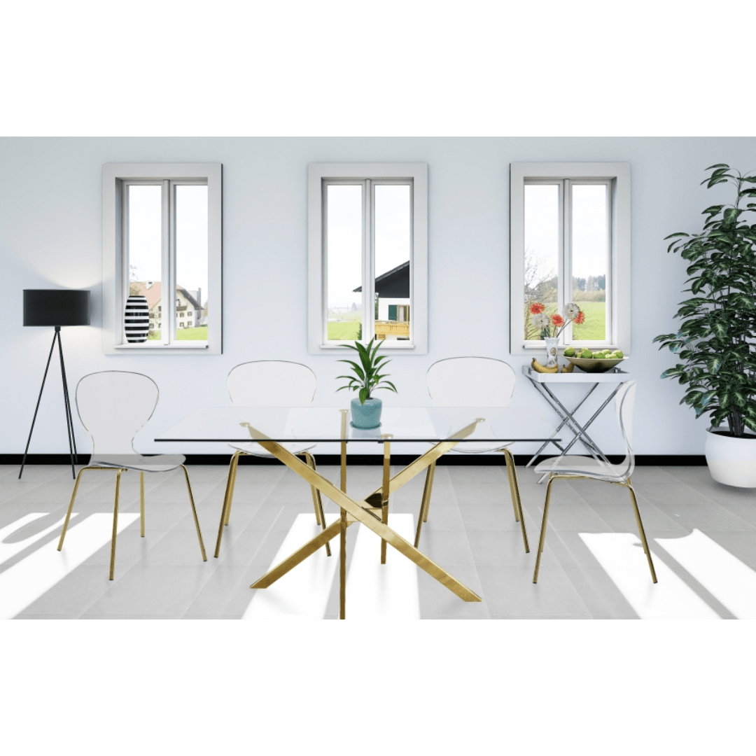 Clarion Gold Metal Dining Chair - White Billiards