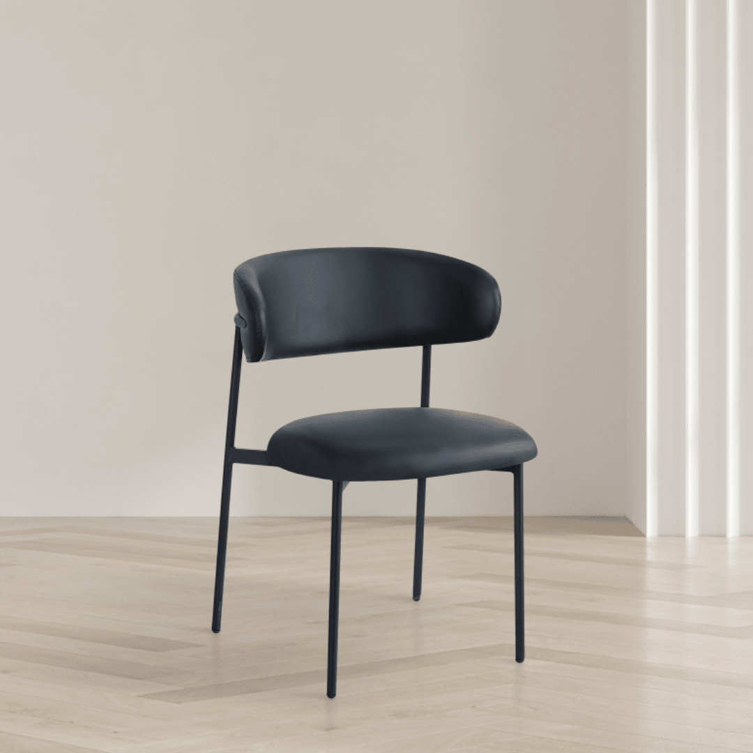 Lupita Black Vegan Leather Dining Chair - White Billiards