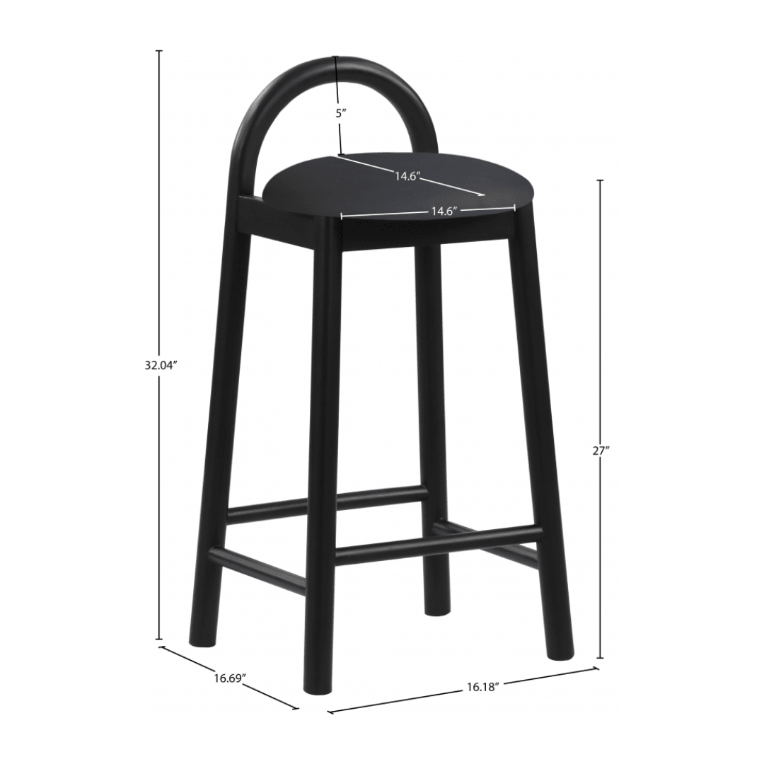 Calvin Black Vegan Leather Stool - White Billiards