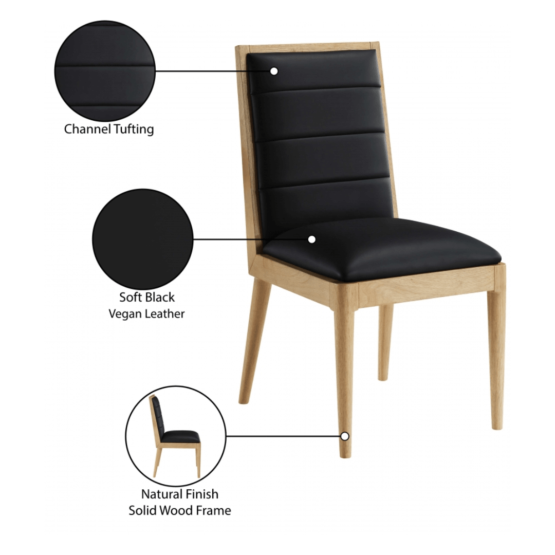 Bristol Black Vegan Leather Dining Chair - White Billiards