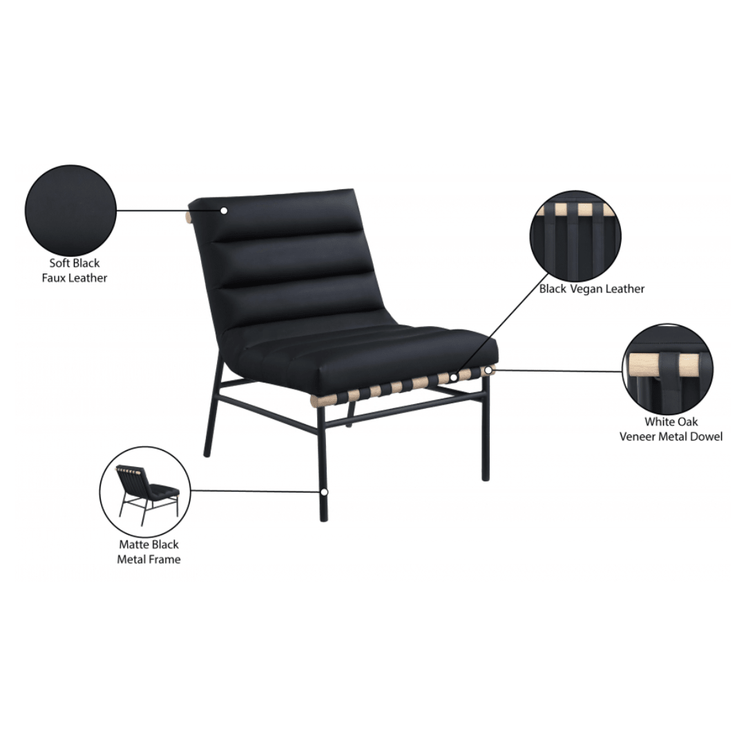 Burke Black Vegan Leather Accent Chair - White Billiards