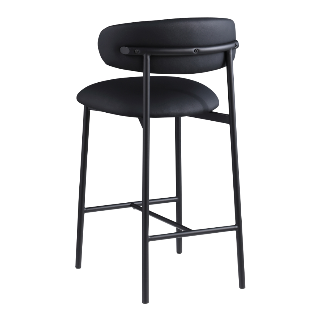 Lupita Black Vegan Leather Counter Stool - White Billiards