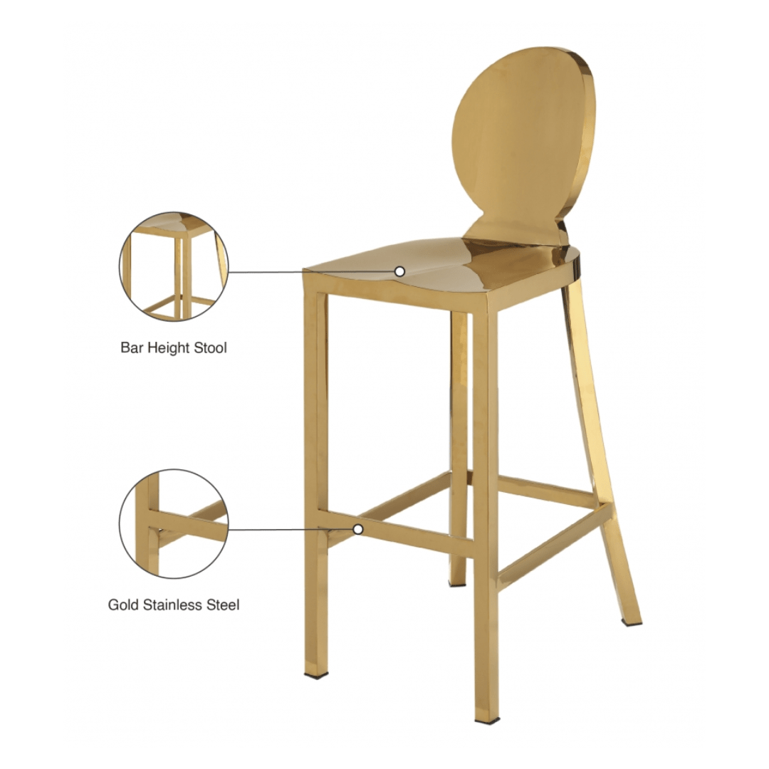Maddox Gold Stainless Steel Stool - White Billiards