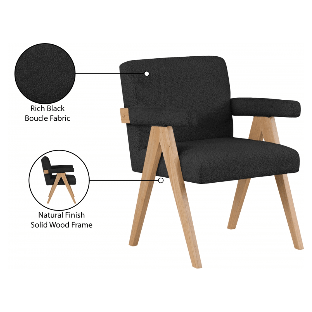 Woodloch Black Boucle Fabric Accent Chair - White Billiards