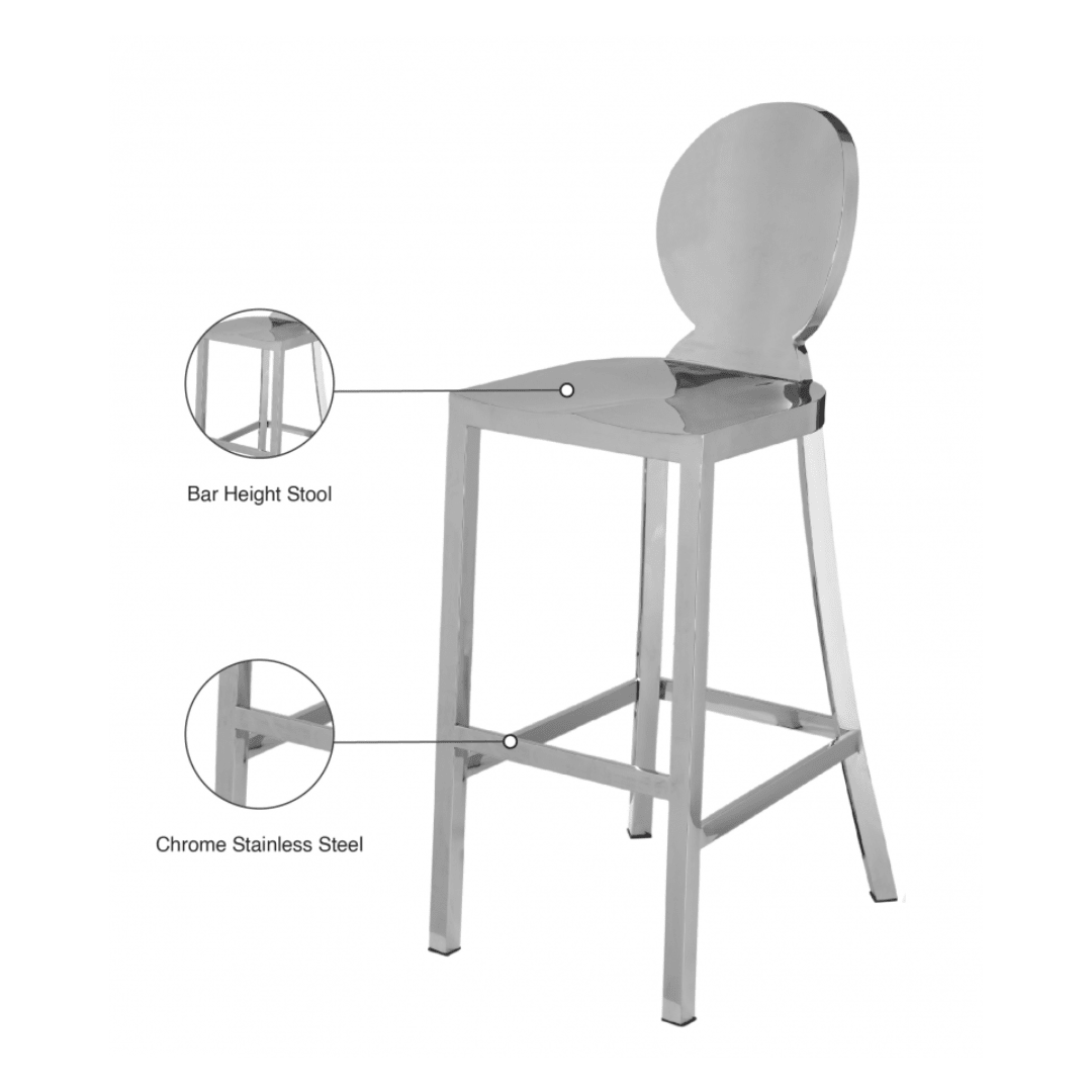 Maddox Chrome Stainless Steel Stool - White Billiards