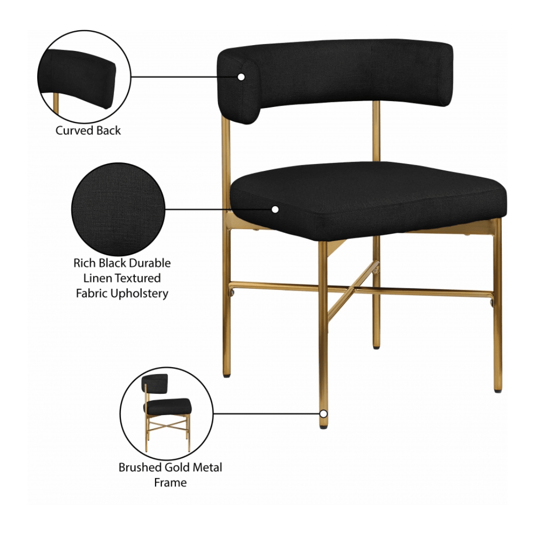 Rivage Black Durable Linen Textured Fabric Dining Chair - White Billiards