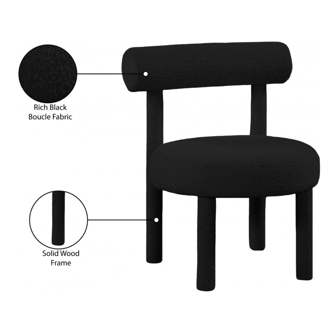 Parlor Black Boucle Fabric Accent Chair - White Billiards