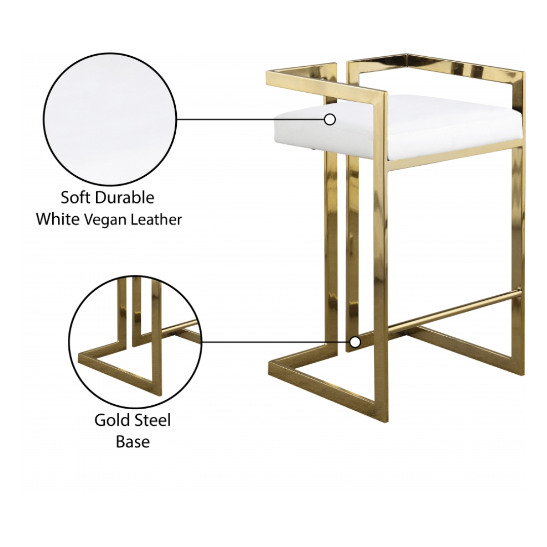 Ezra White Vegan Leather Stool - White Billiards