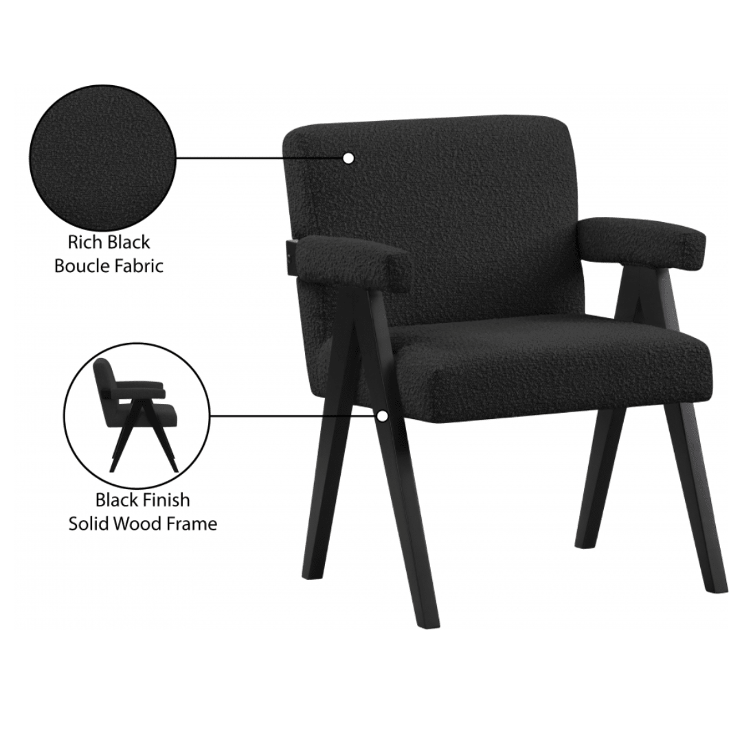 Woodloch Black Boucle Fabric Accent Chair - White Billiards