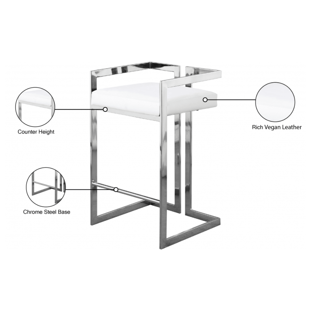Ezra White Vegan Leather Stool - White Billiards