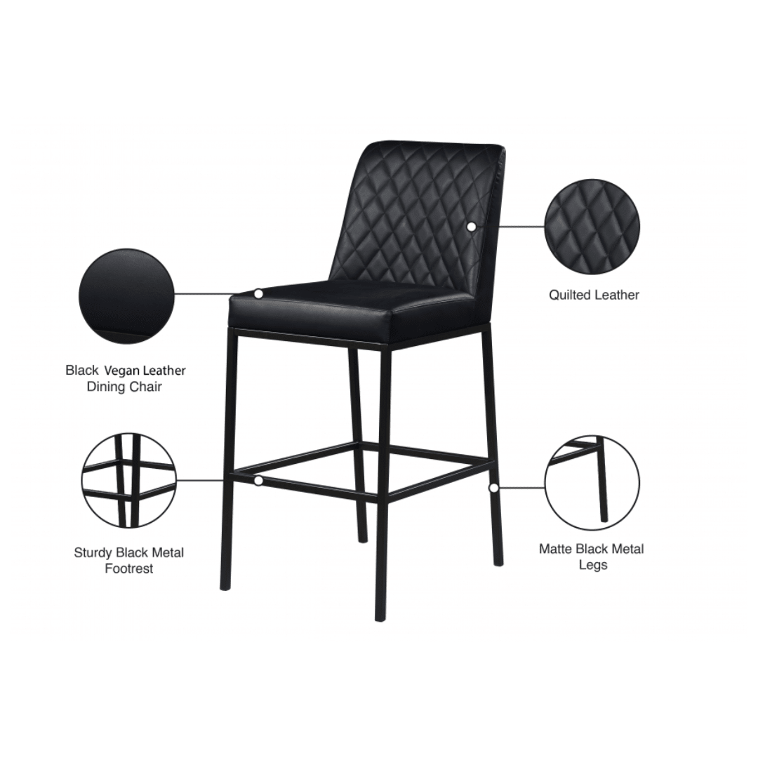 Bryce Black Vegan Leather Stool - White Billiards