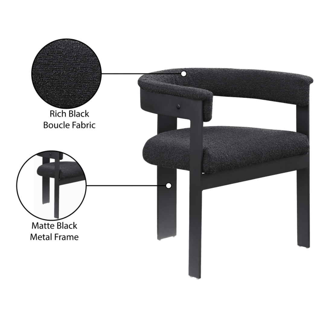 Romeo Black Boucle Fabric Dining Chair - White Billiards