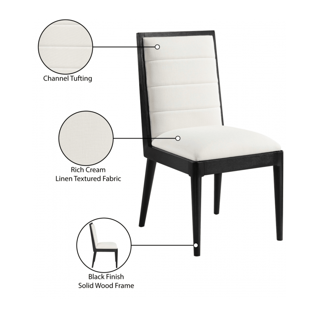 Bristol Cream Linen Textured Fabric Dining Chair - White Billiards