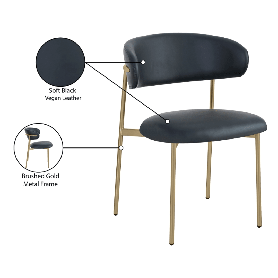 Lupita Black Vegan Leather Dining Chair - White Billiards