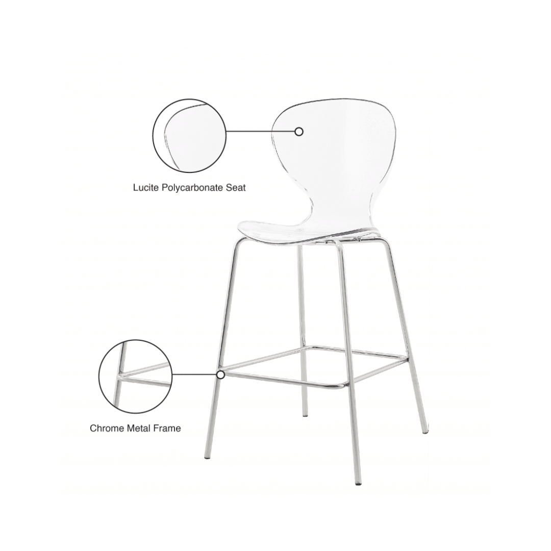 Clarion Chrome Metal Stool - White Billiards
