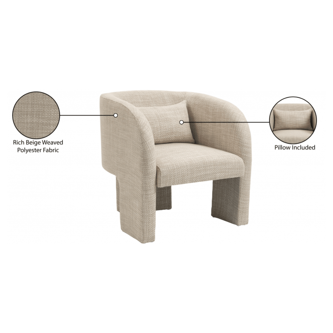 Sawyer Beige Weaved Polyester Fabric Accent Chair - White Billiards