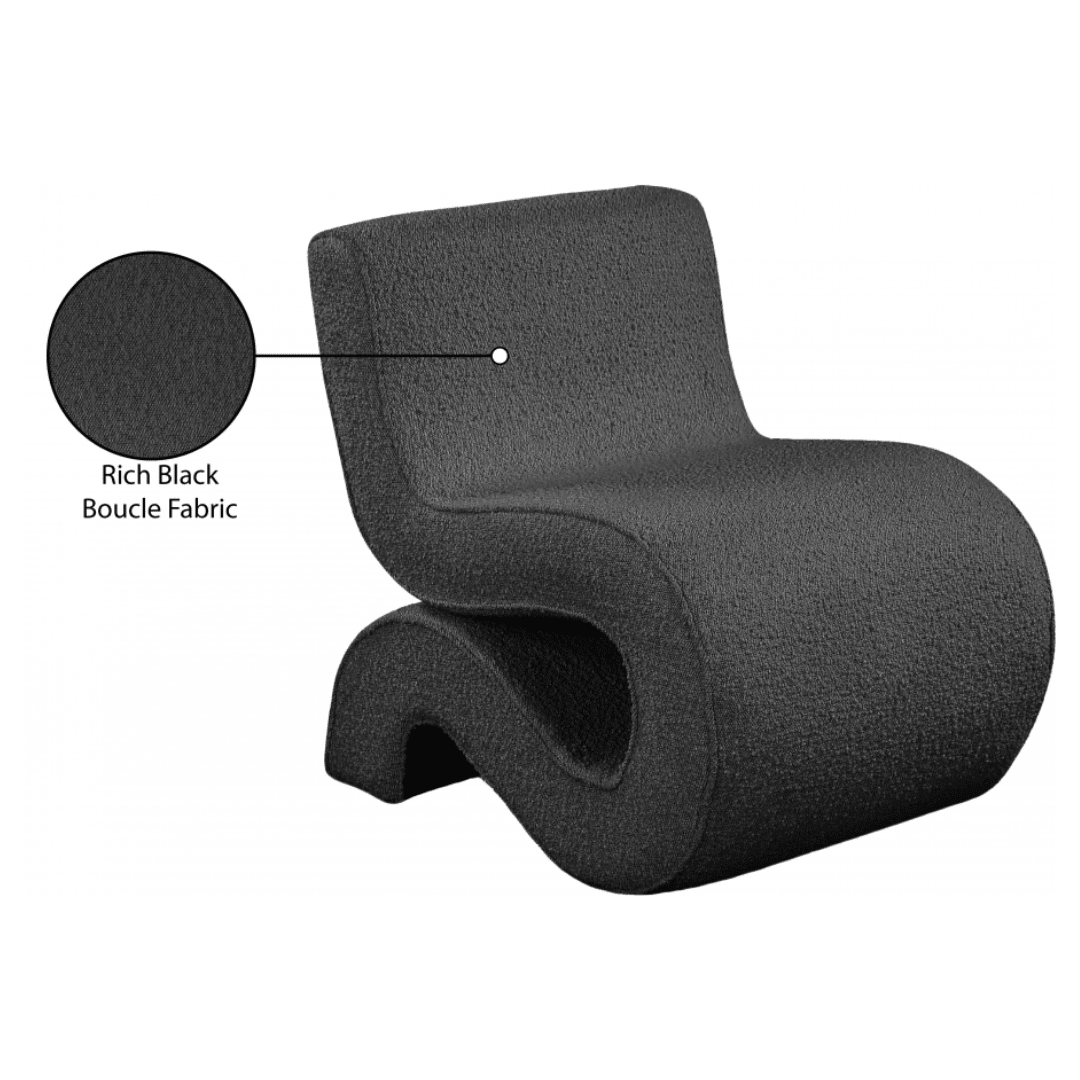 Desiree Black Boucle Fabric Accent Chair - White Billiards