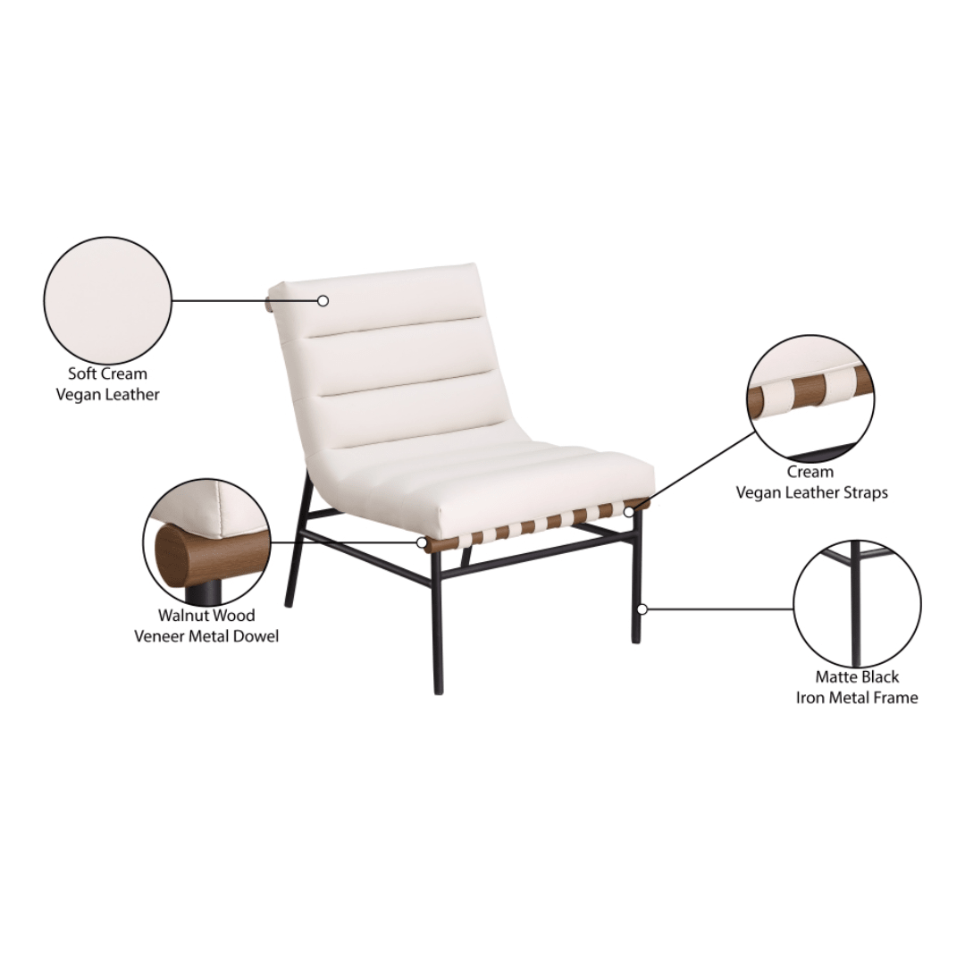 Burke Cream Vegan Leather Accent Chair - White Billiards
