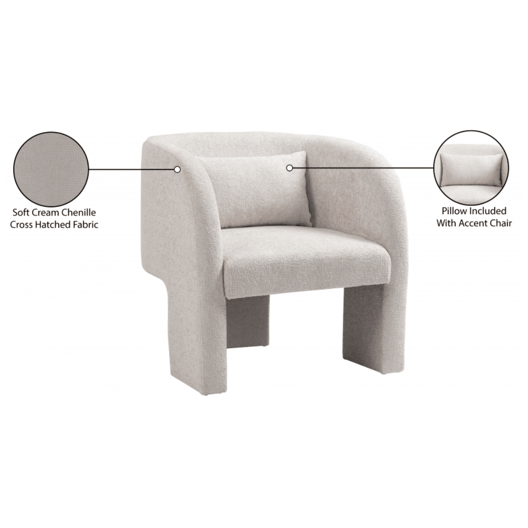 Sawyer Cream Chenille Fabric Accent Chair - White Billiards