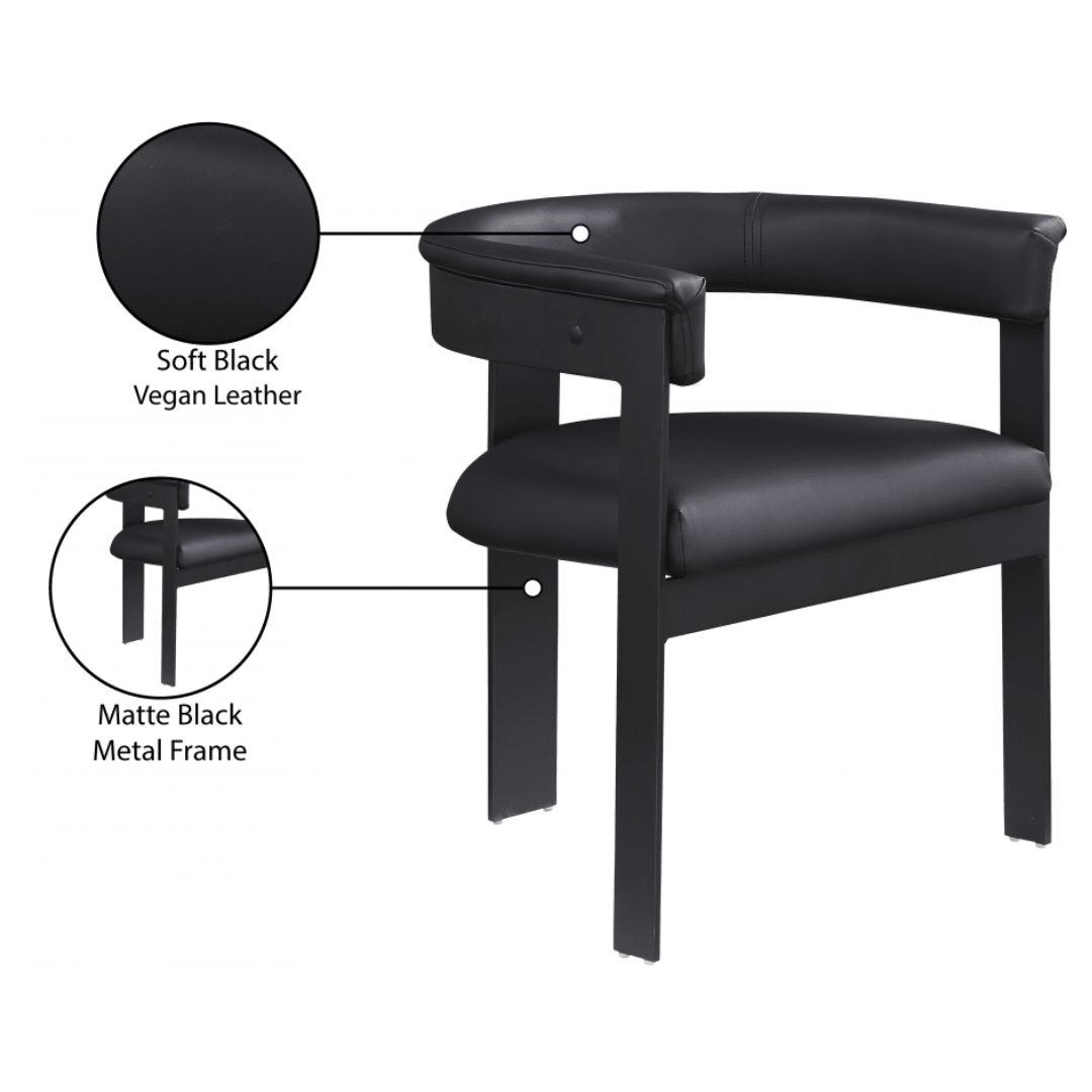 Romeo Black Vegan Leather Dining Chair - White Billiards