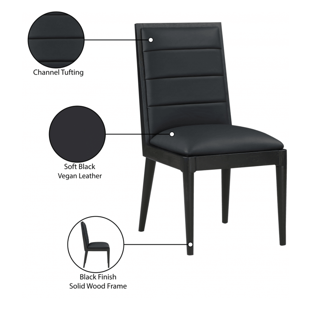 Bristol Black Vegan Leather Dining Chair - White Billiards
