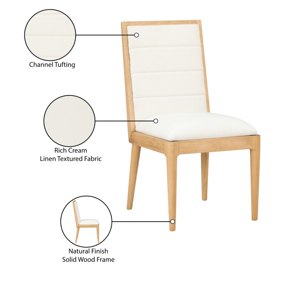 Bristol Cream Linen Textured Fabric Dining Chair - White Billiards