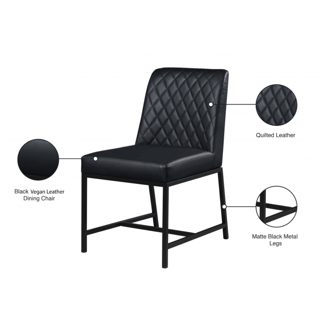 Bryce Black Vegan Leather Dining Chair - White Billiards