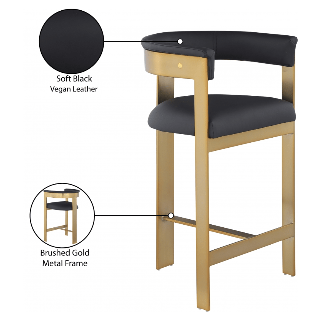 Romeo Black Vegan Leather Counter Stool - White Billiards