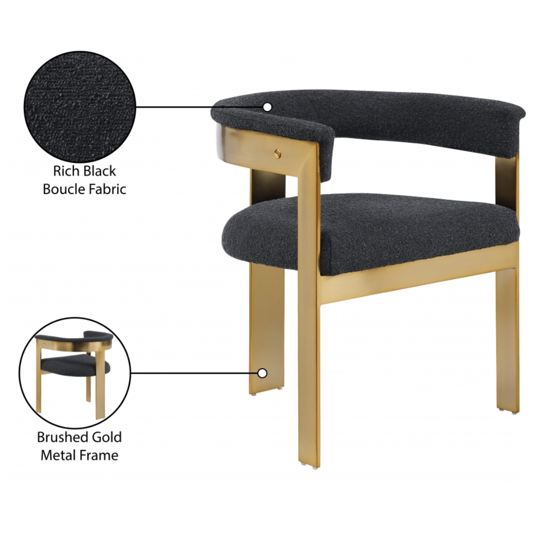 Romeo Black Boucle Fabric Dining Chair - White Billiards