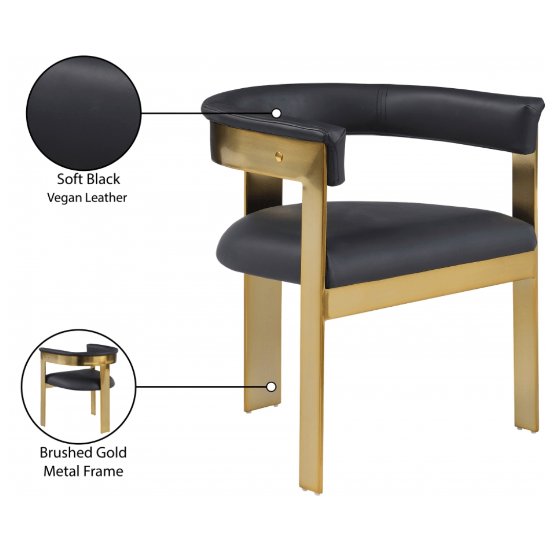Romeo Black Vegan Leather Dining Chair - White Billiards