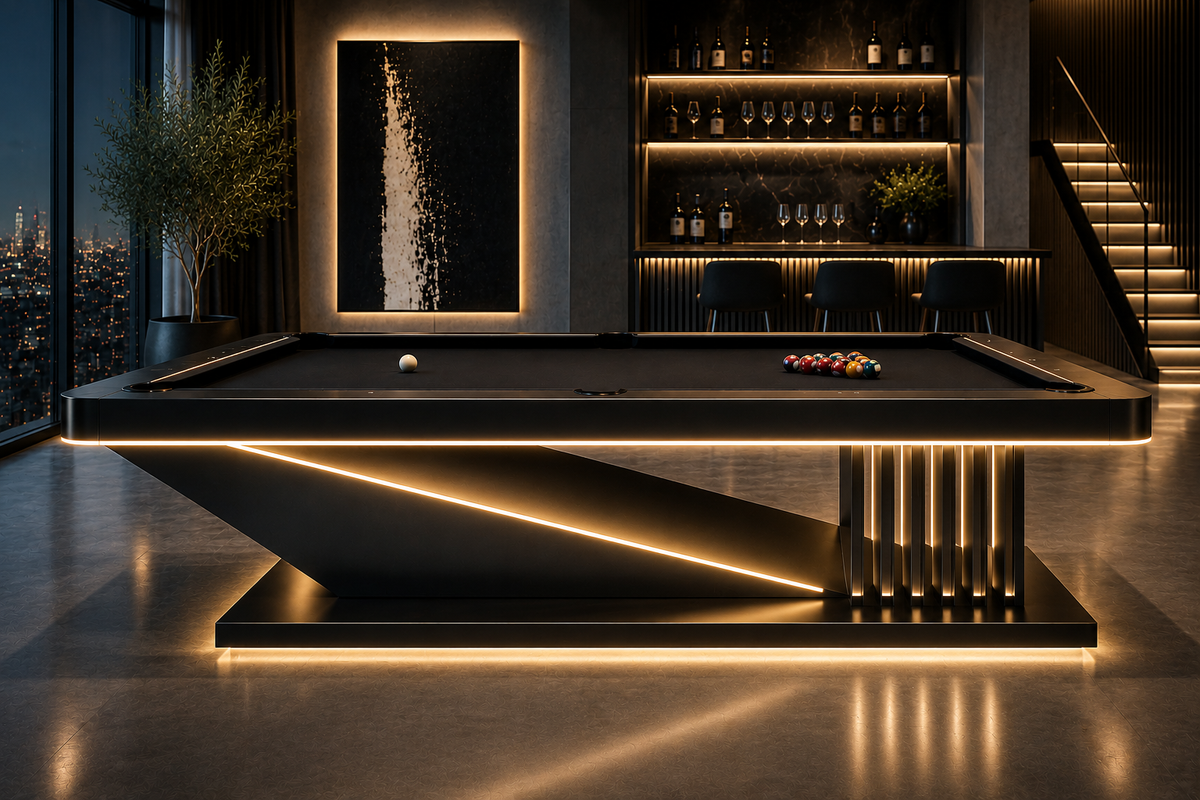 The Ness Modern Slate Luxury LED Pool Table