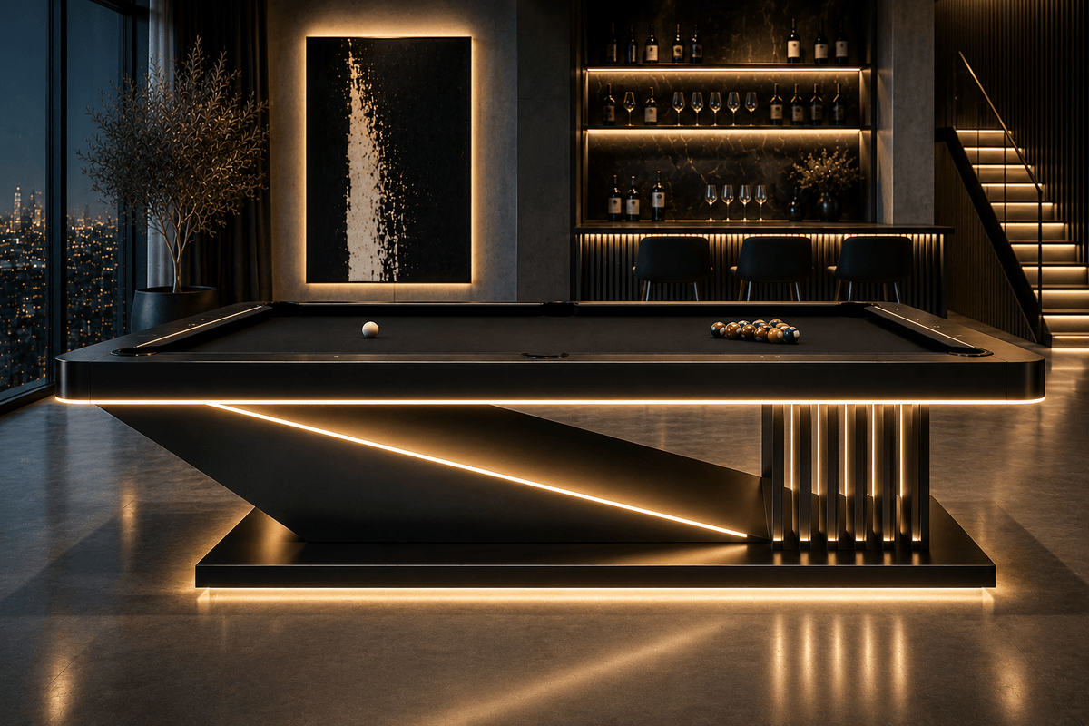 The Ness Modern Slate Luxury LED Pool Table - White Billiards