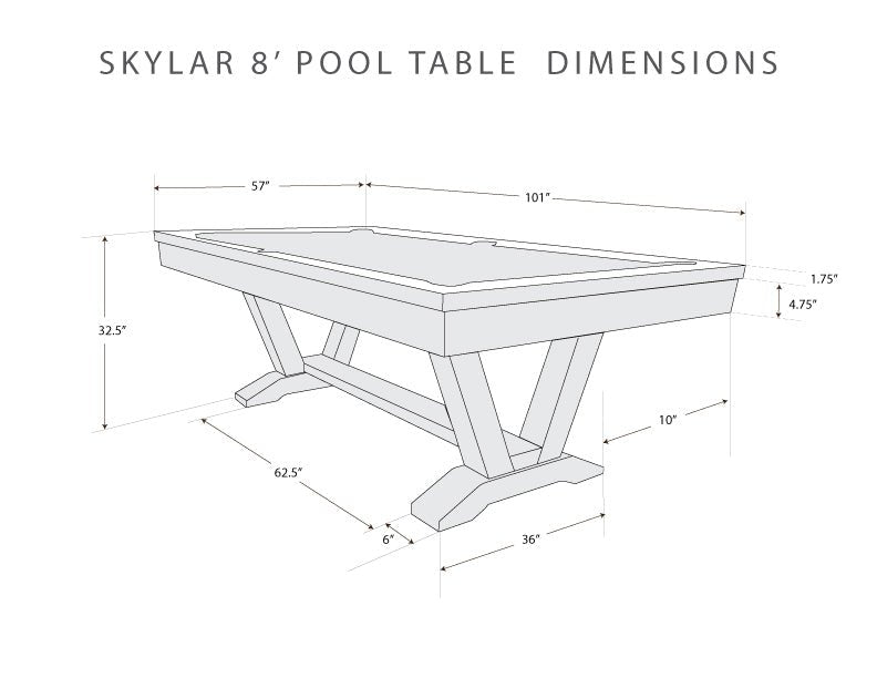 The Skylar Geometric Style Pool Table - White Billiards