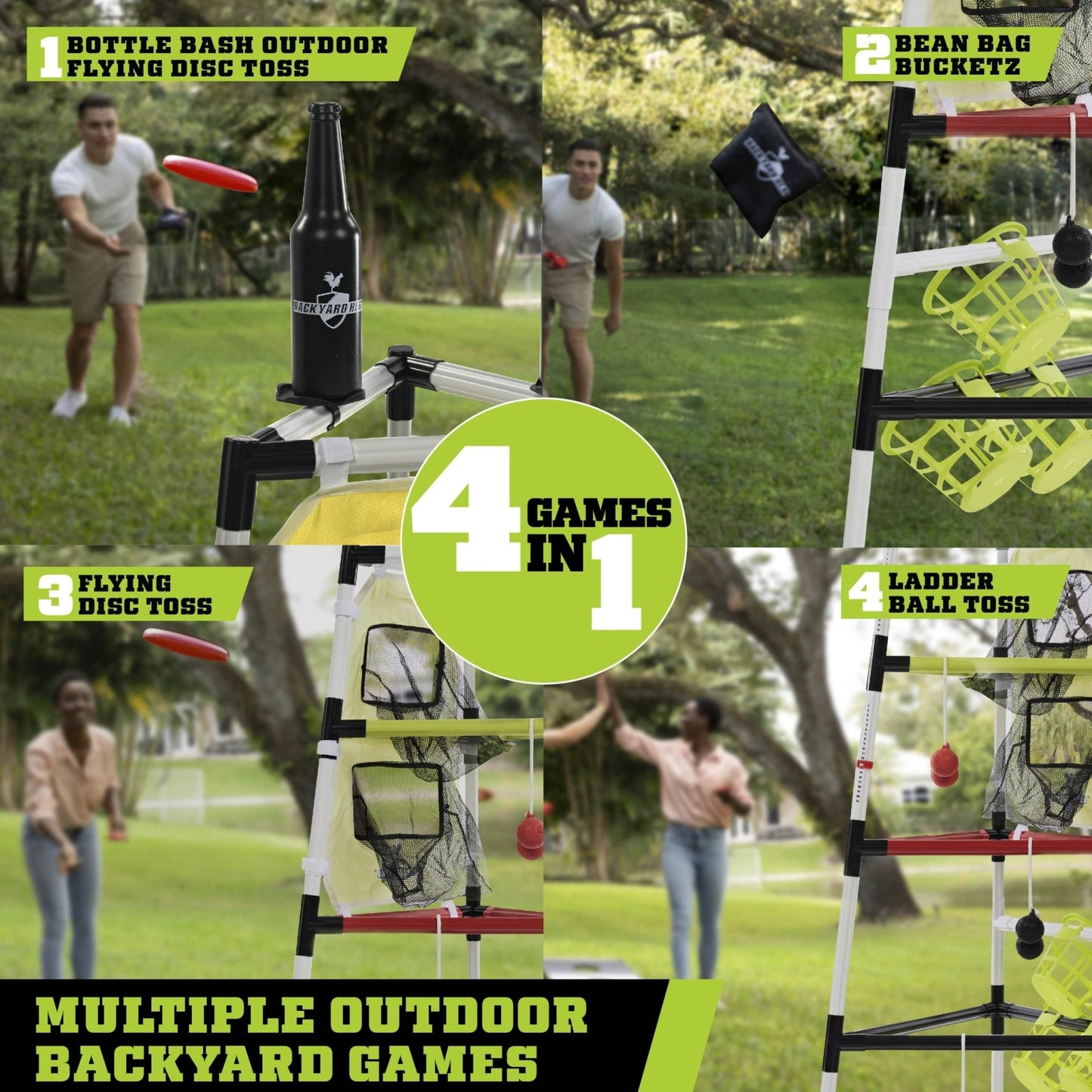Backyard Hero 4 - in - 1 Tailgate Combo Set - White Billiards