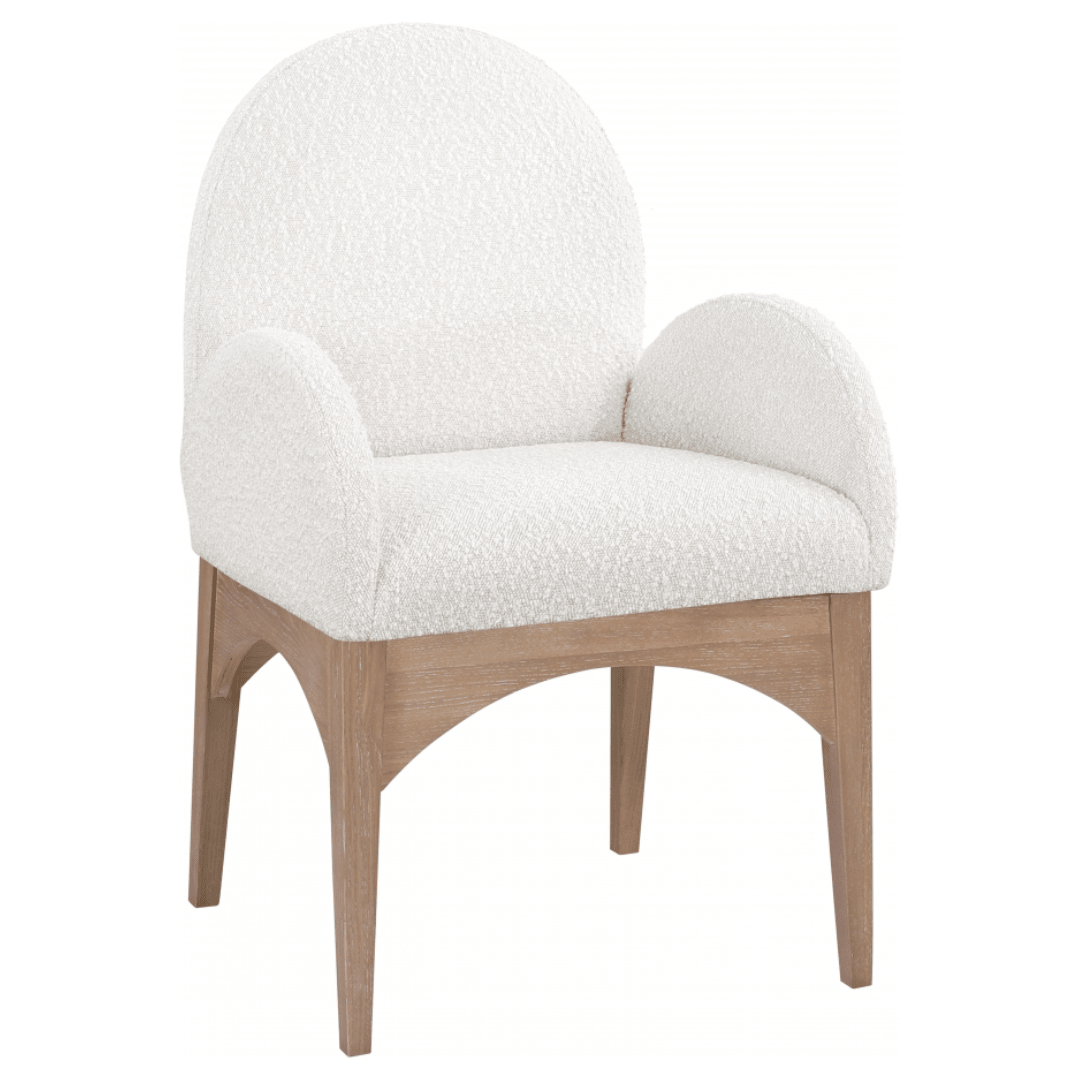 Waldorf Boucle Fabric Dining Arm Chair - White Billiards