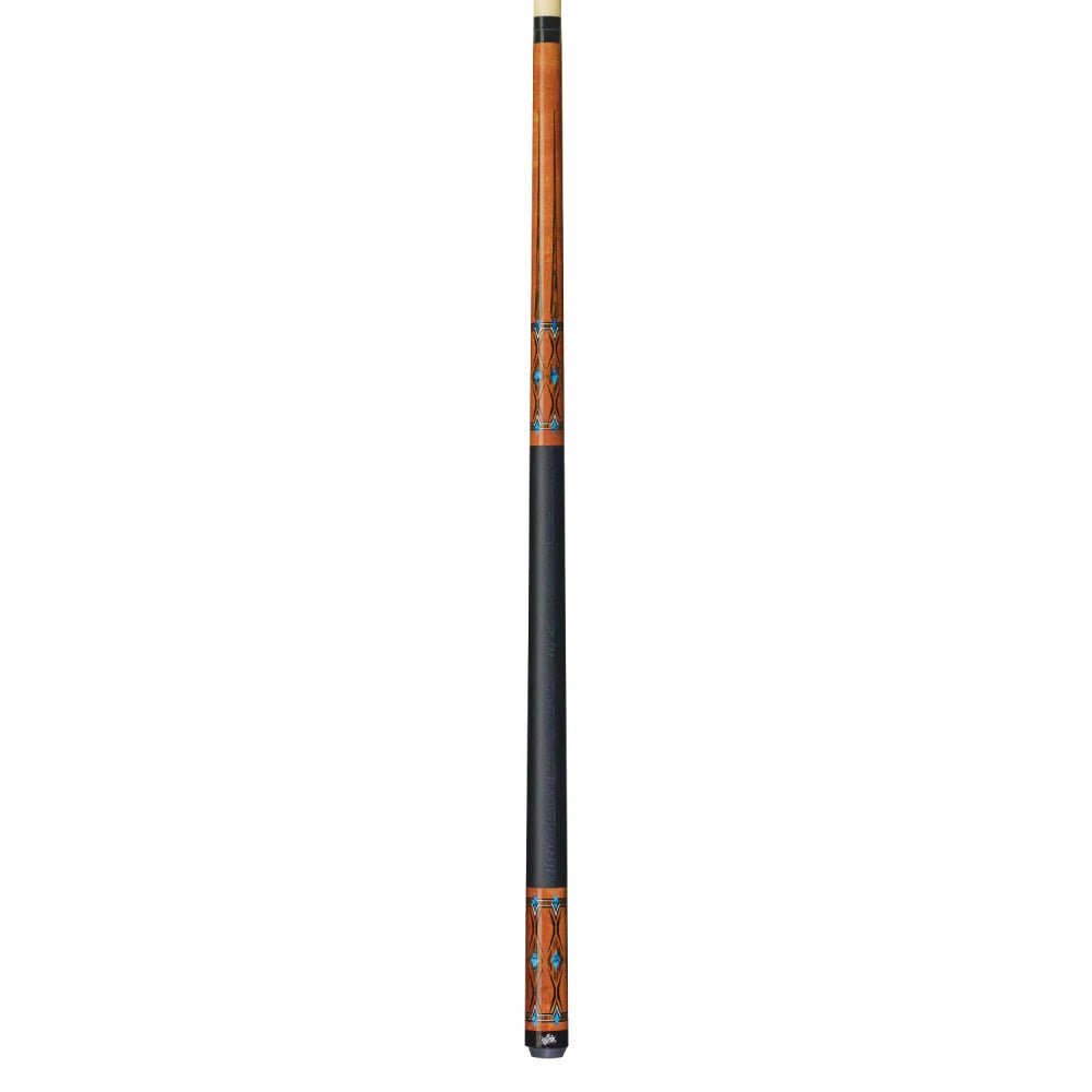 Dufferin Curly Maple & Blue Recon Cue with Faux Leather Wrap - White Billiards