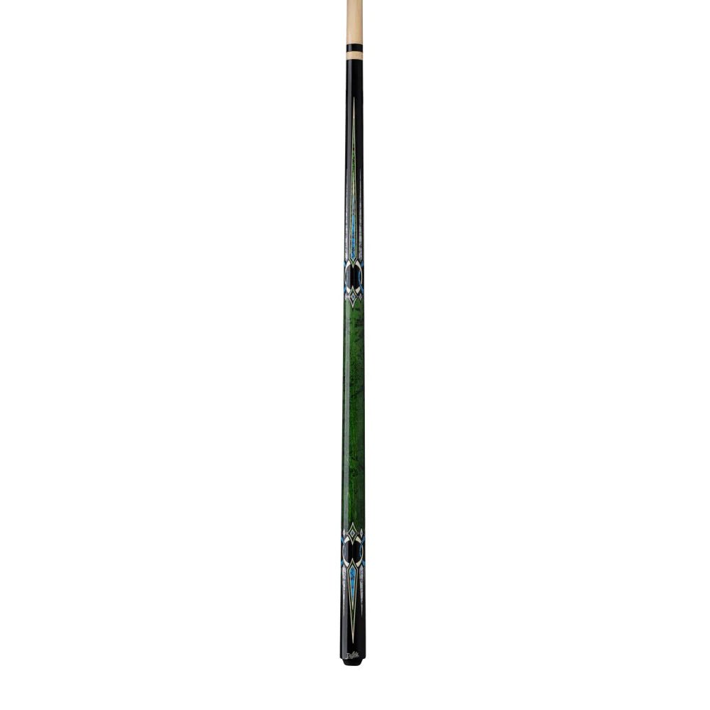 Dufferin Green Stain Curly & Blue Recon Wrapless Cue - White Billiards