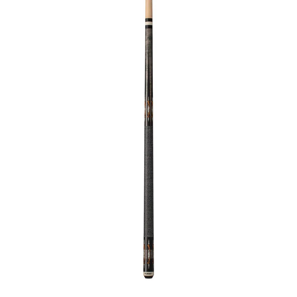 Energy By Players Grey Stained Maple Sneaky Pete Cue with Black/White Linen Wrap - White Billiards