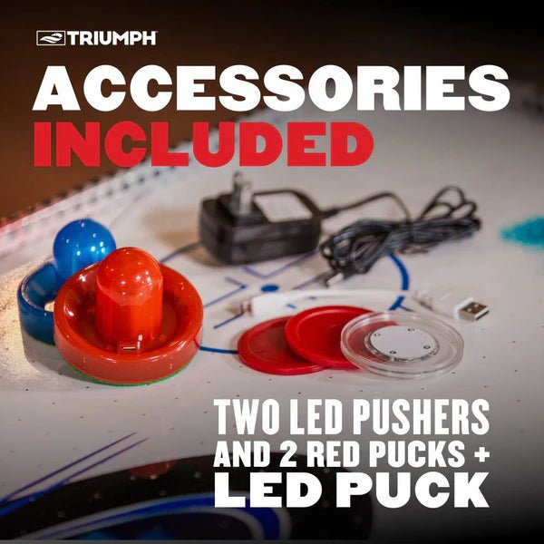 Triumph Fire 'N Ice LED Light Up Air Hockey Table 54" - White Billiards