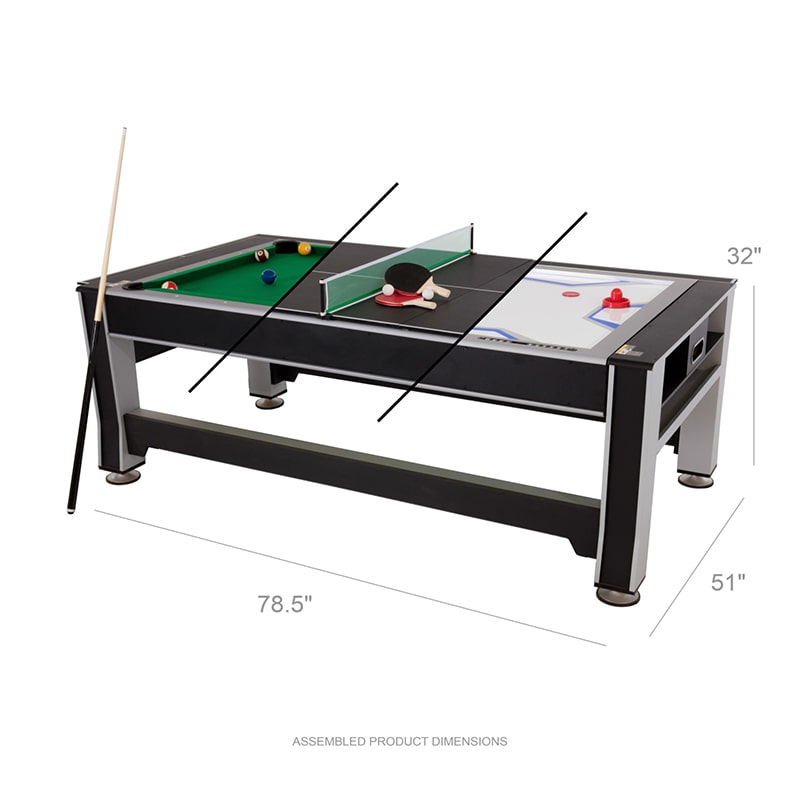 Triumph 84" Billiards, Ping Pong & Air Hockey Combination Rotating Table