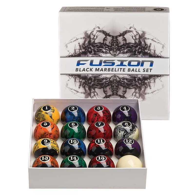 MBCB Pro Series Black Marbleized Ball Set - White Billiards