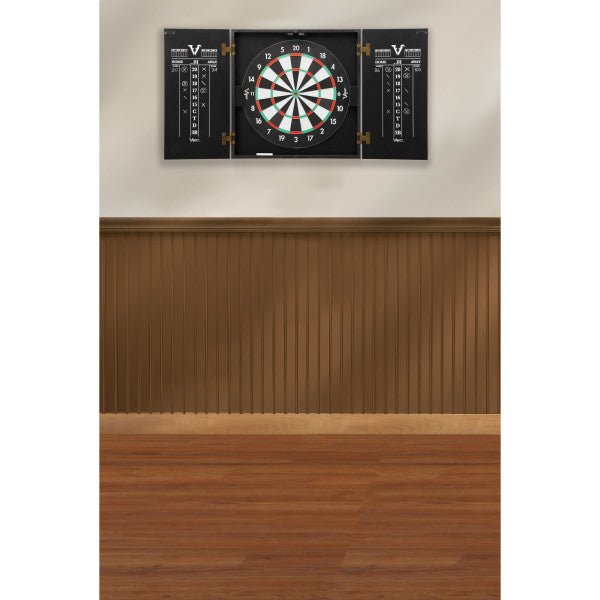 Viper Hideaway Dartboard Cabinet with Reversible Traditional and Baseball Dartboard - White Billiards