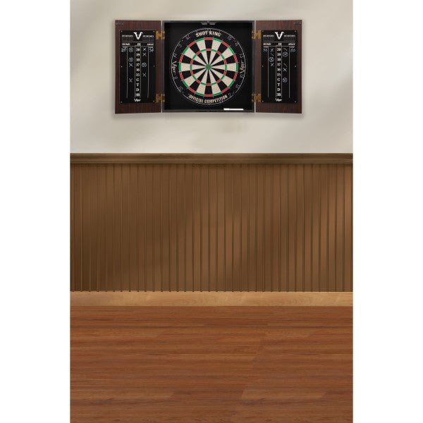Viper Stadium Dartboard Cabinet with Shot King Sisal Dartboard - White Billiards