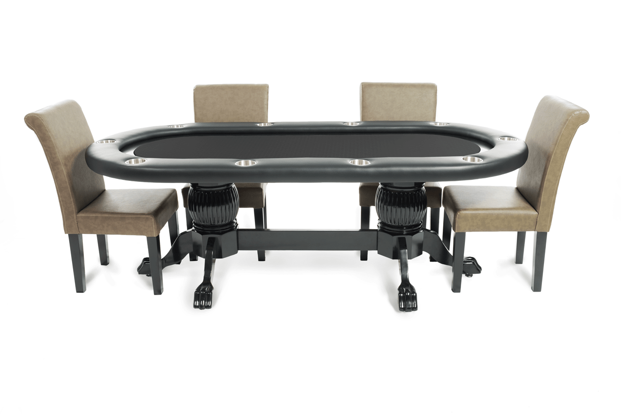 BBO Poker Elite Mahogany Poker Table with Black Racetrack - White Billiards