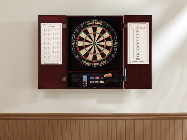Viper Metropolitan Mahogany Steel Tip Dartboard Cabinet - White Billiards