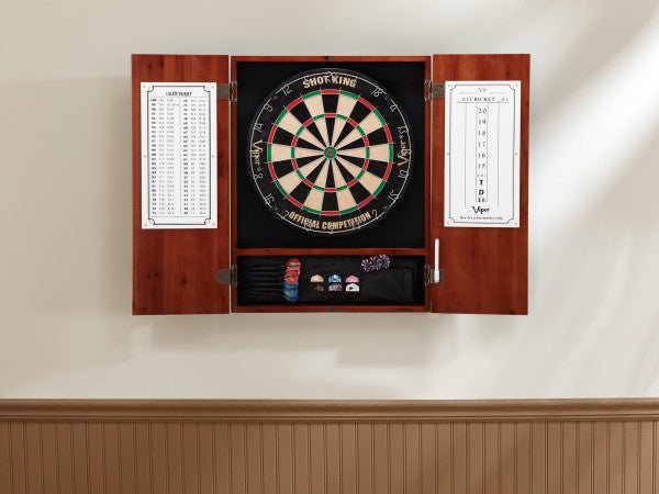 Viper Metropolitan Cinnamon Steel Tip Dartboard Cabinet - White Billiards