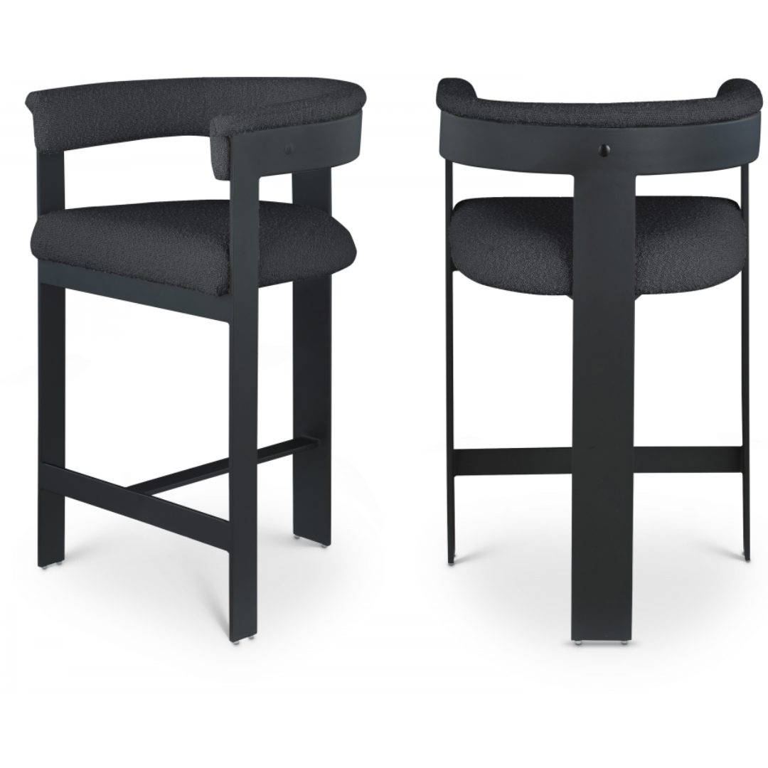 Romeo Black Boucle Fabric Counter Stool