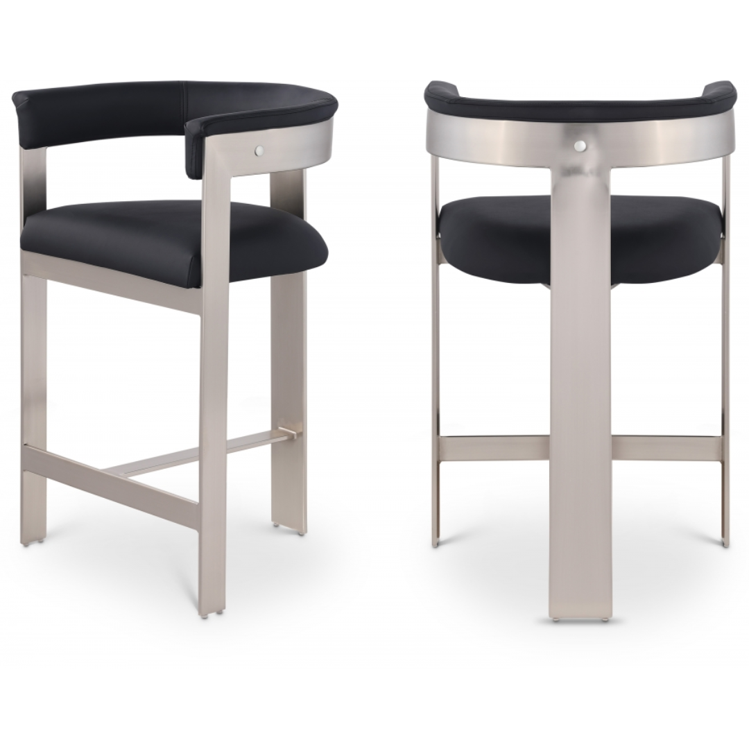 Romeo Black Vegan Leather Counter Stool