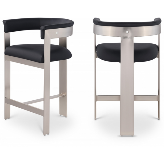 Romeo Black Vegan Leather Counter Stool